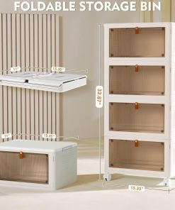 Alternative view of YFXCVSL 4 Tier Plastic Storage Bins with Lid 23QT. Stackable Storage Bins | Plastic Storage Bins with Wheels. Folding Storage Boxes. Organizers and Storage for Living Room.Office.Dorm