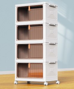 YFXCVSL 4 Tier Plastic Storage Bins with Lid 23QT. Stackable Storage Bins | Plastic Storage Bins with Wheels. Folding Storage Boxes. Organizers and Storage for Living Room.Office.Dorm