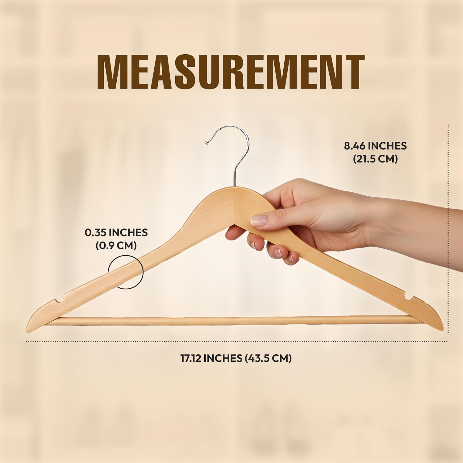 Utopia Home Wooden Hangers 30 Pack – Slim Suit Hangers Natural | 360° rotatable hook | Shoulder grooves | Durable & slim design | Ideal for suits. coats & jackets - Image 2