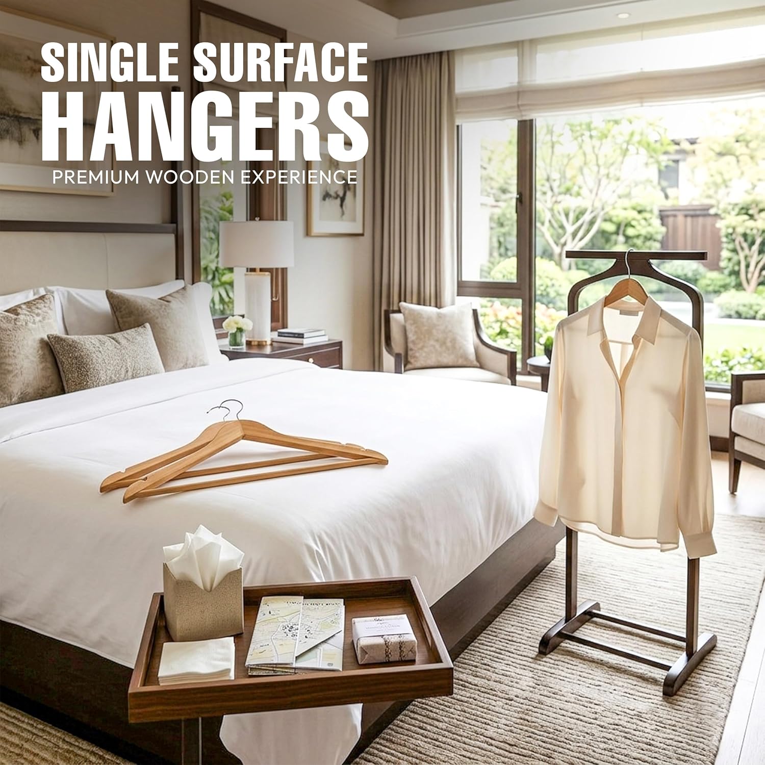 Utopia Home Wooden Hangers 30 Pack – Slim Suit Hangers Natural | 360° rotatable hook | Shoulder grooves | Durable & slim design | Ideal for suits. coats & jackets - Image 3